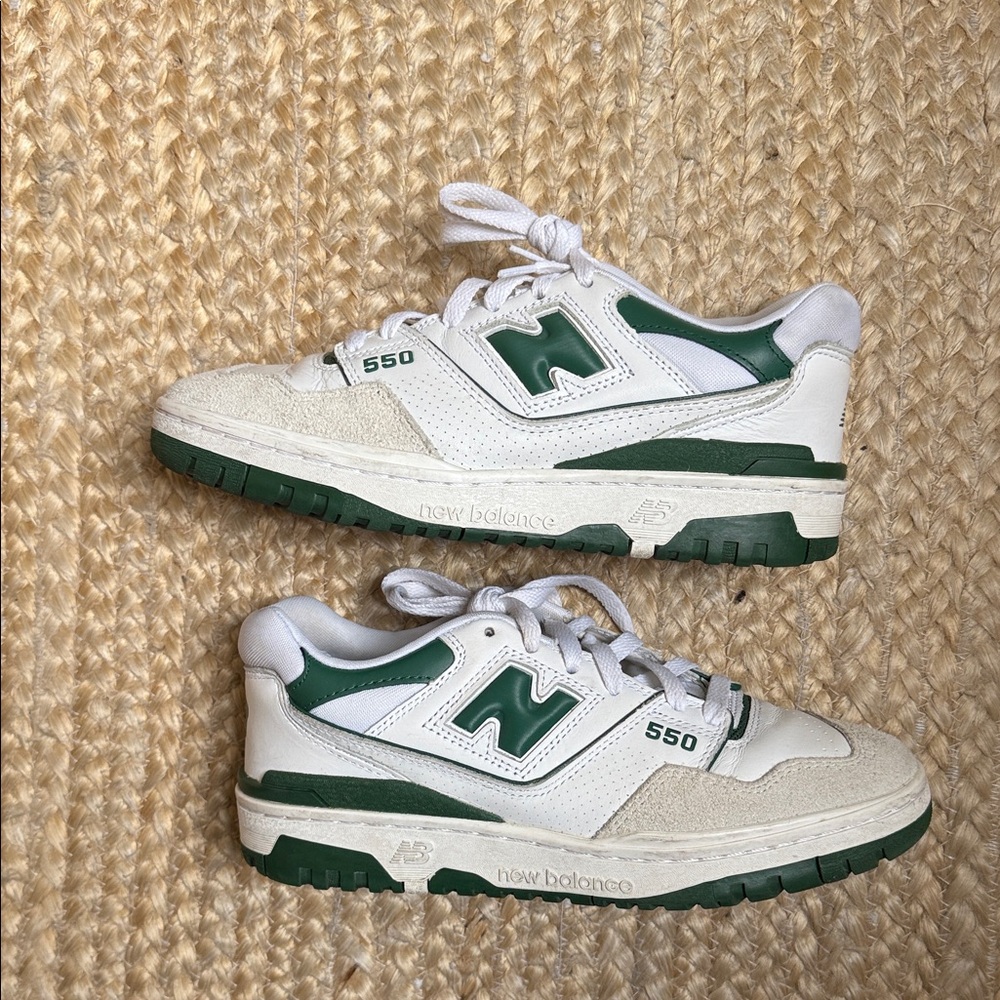 New Balance 550 White and Green Sneakers - Picture 5 of 7